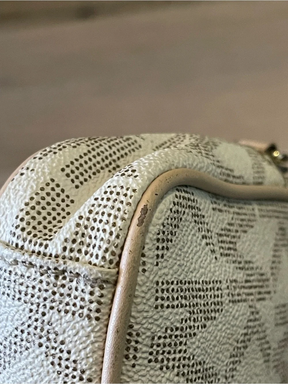 Michael Kors Cream Monogram Crossbody with Gold Hardware